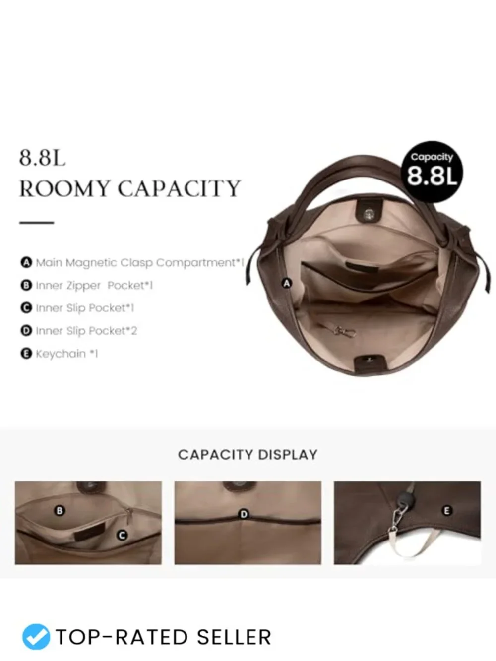Genuine Leather Slouchy Hobo Purse Women Tassel Magnetic Closure Handbag